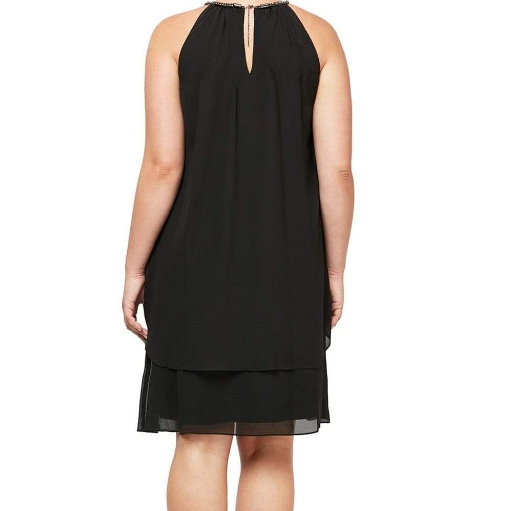 NWT SLNY 613664 Prom Dress Chiffon Black Size 22W - Picture 2 of 3